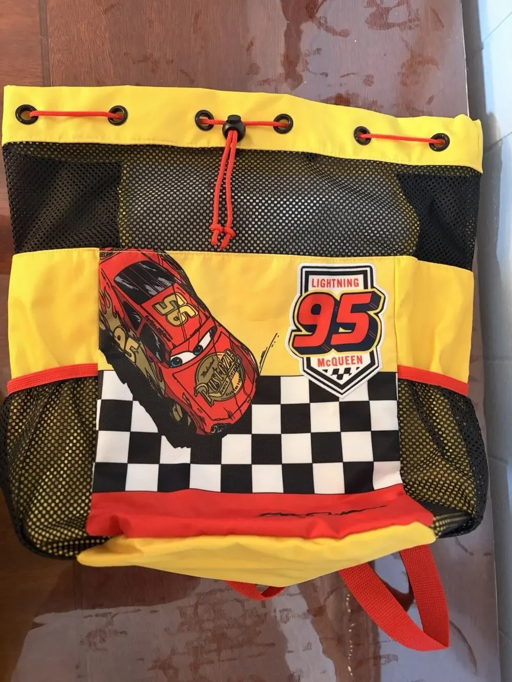 New Disney Store Lightning McQueen 95 Drawstring Backpack Kids Cars Bag